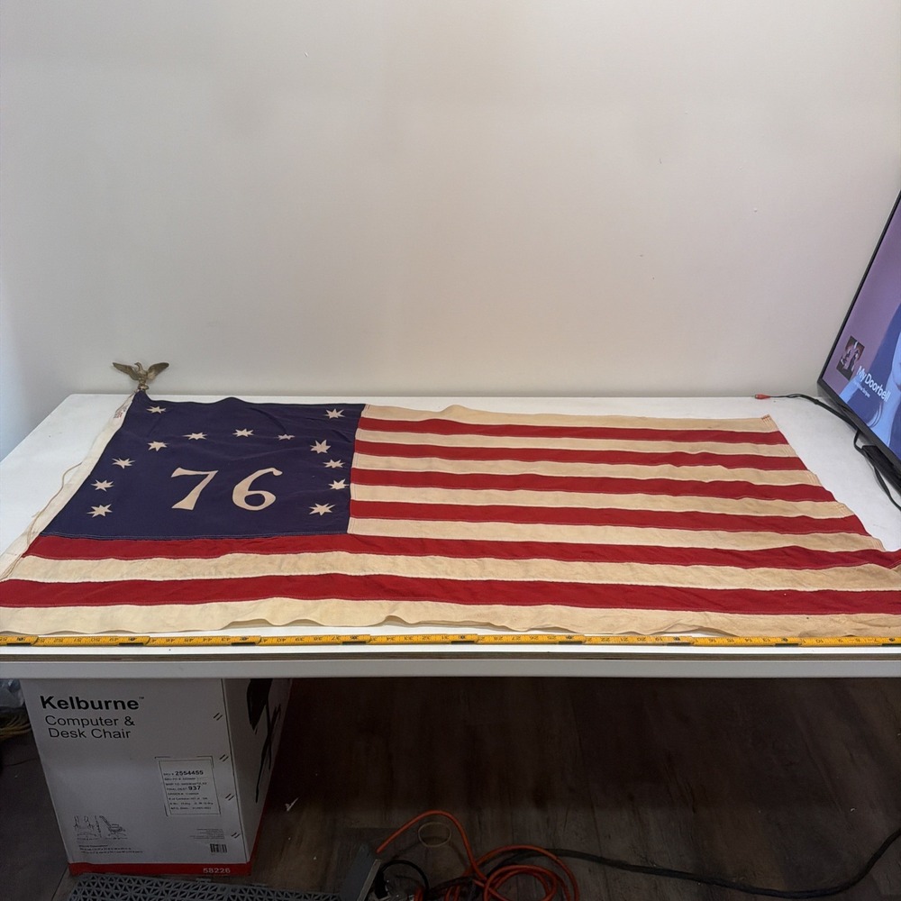 Vintage DEFIANCE Annin & Co BENNINGTON 76 100% Cotton Flag 33"x60" Made in 🇺🇸